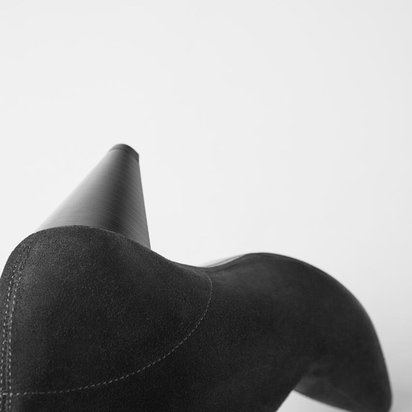 ZARA SPLIT SUEDE CONE HEEL BOOTS - Picture 7 of 8